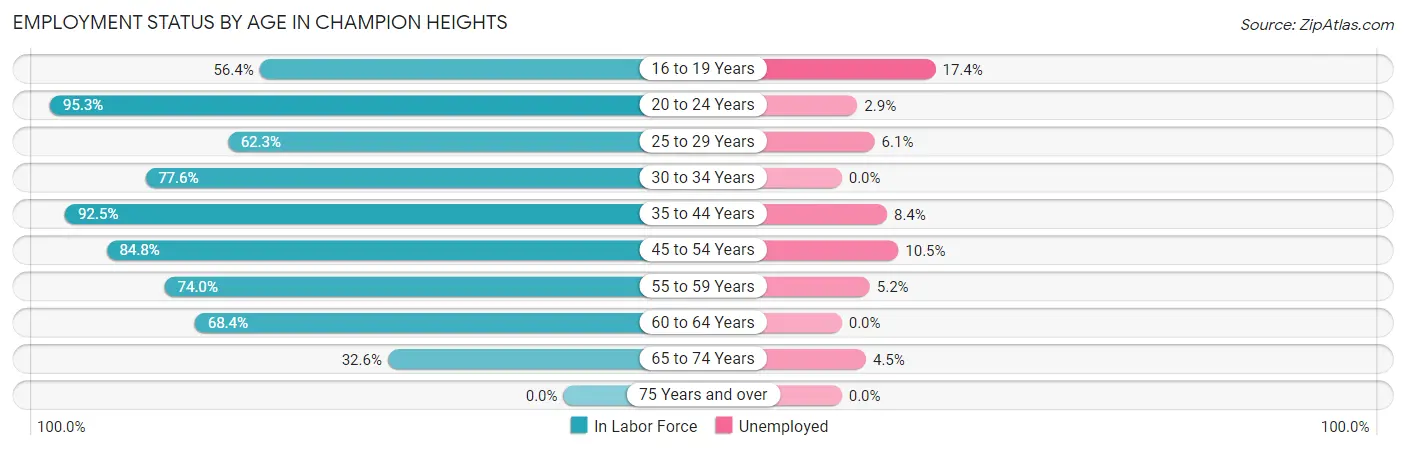 Employment Status by Age in Champion Heights