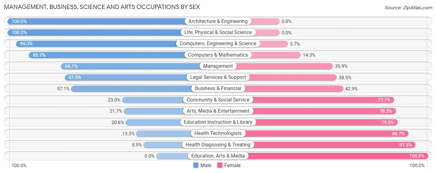 Management, Business, Science and Arts Occupations by Sex in Clinton