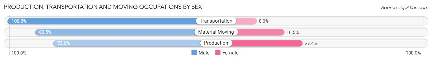 Production, Transportation and Moving Occupations by Sex in East Liverpool