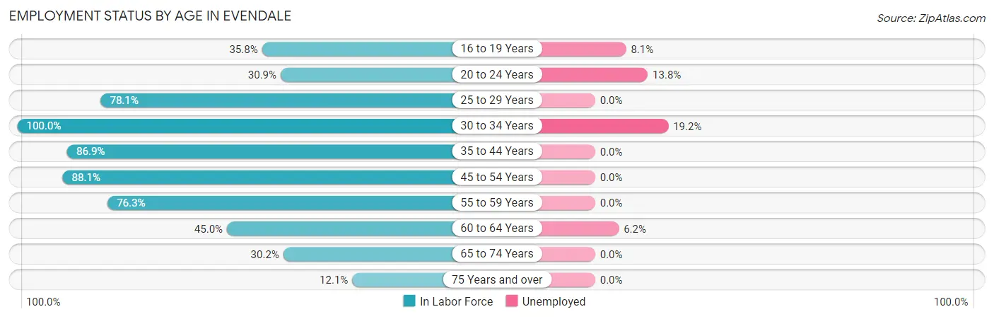 Employment Status by Age in Evendale
