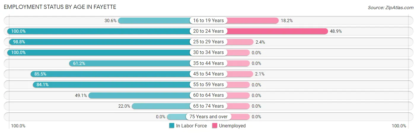 Employment Status by Age in Fayette