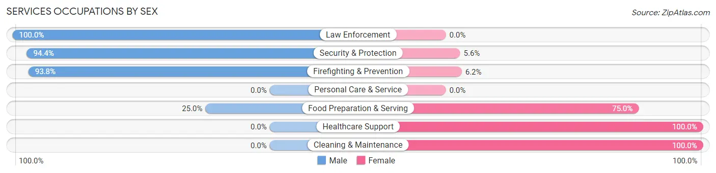 Services Occupations by Sex in Glendale