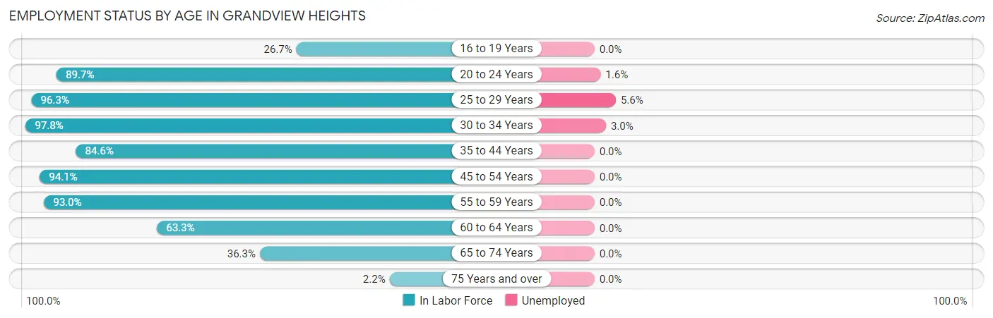 Employment Status by Age in Grandview Heights