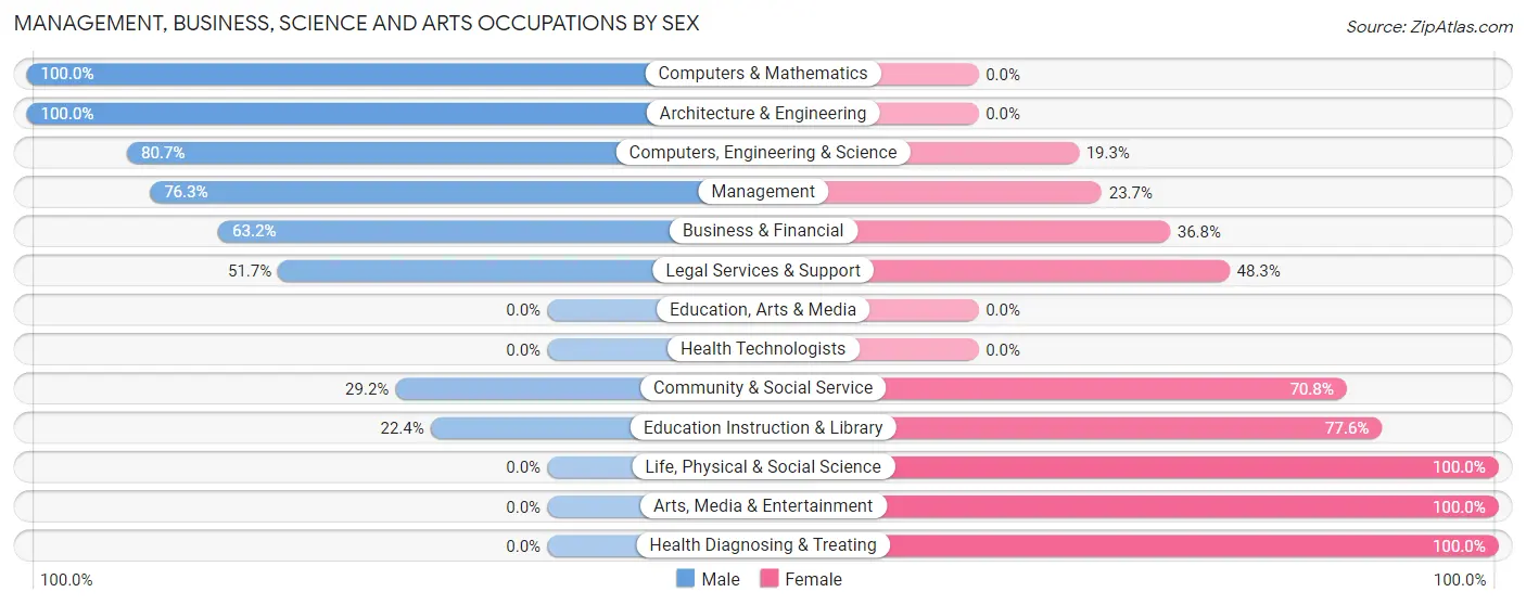 Management, Business, Science and Arts Occupations by Sex in Granville South