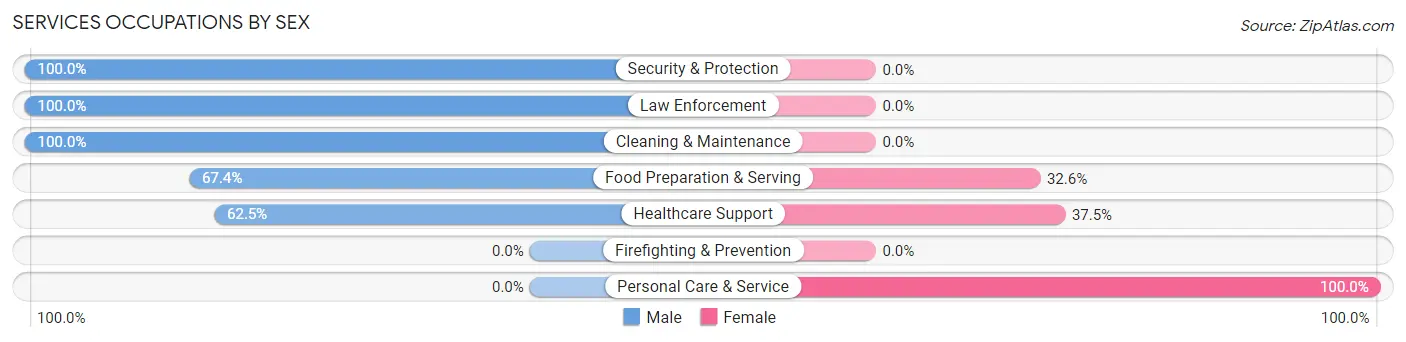 Services Occupations by Sex in Green Meadows