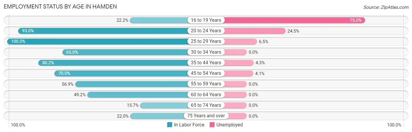 Employment Status by Age in Hamden