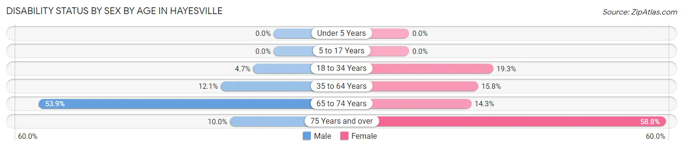 Disability Status by Sex by Age in Hayesville