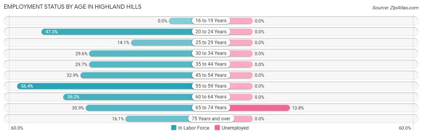 Employment Status by Age in Highland Hills