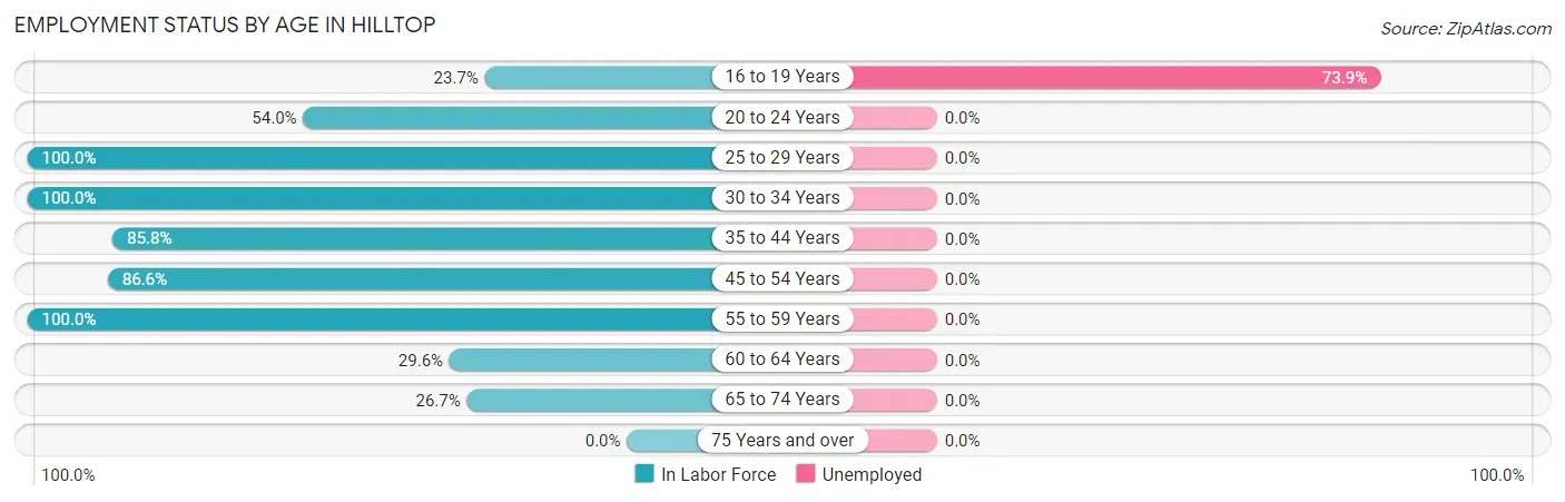 Employment Status by Age in Hilltop
