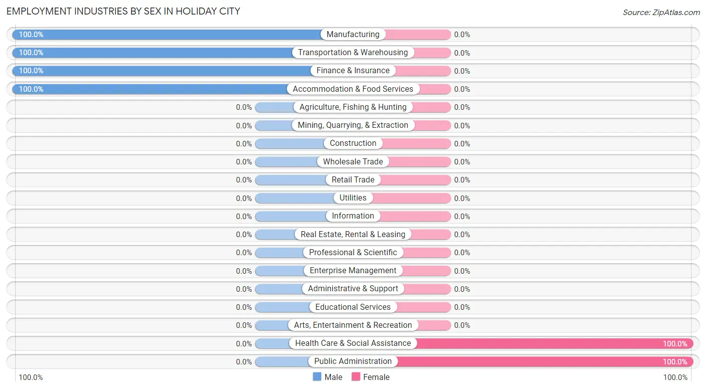 Employment Industries by Sex in Holiday City