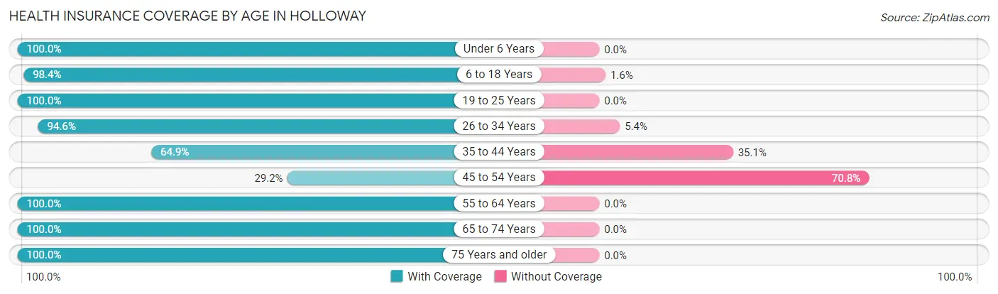 Health Insurance Coverage by Age in Holloway