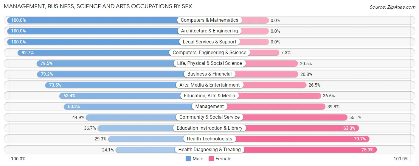 Management, Business, Science and Arts Occupations by Sex in Howland Center