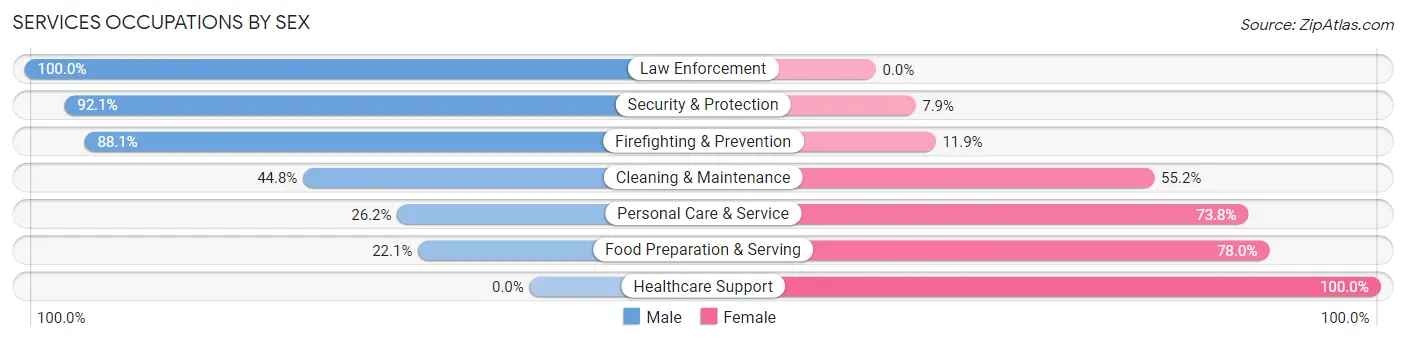 Services Occupations by Sex in Howland Center
