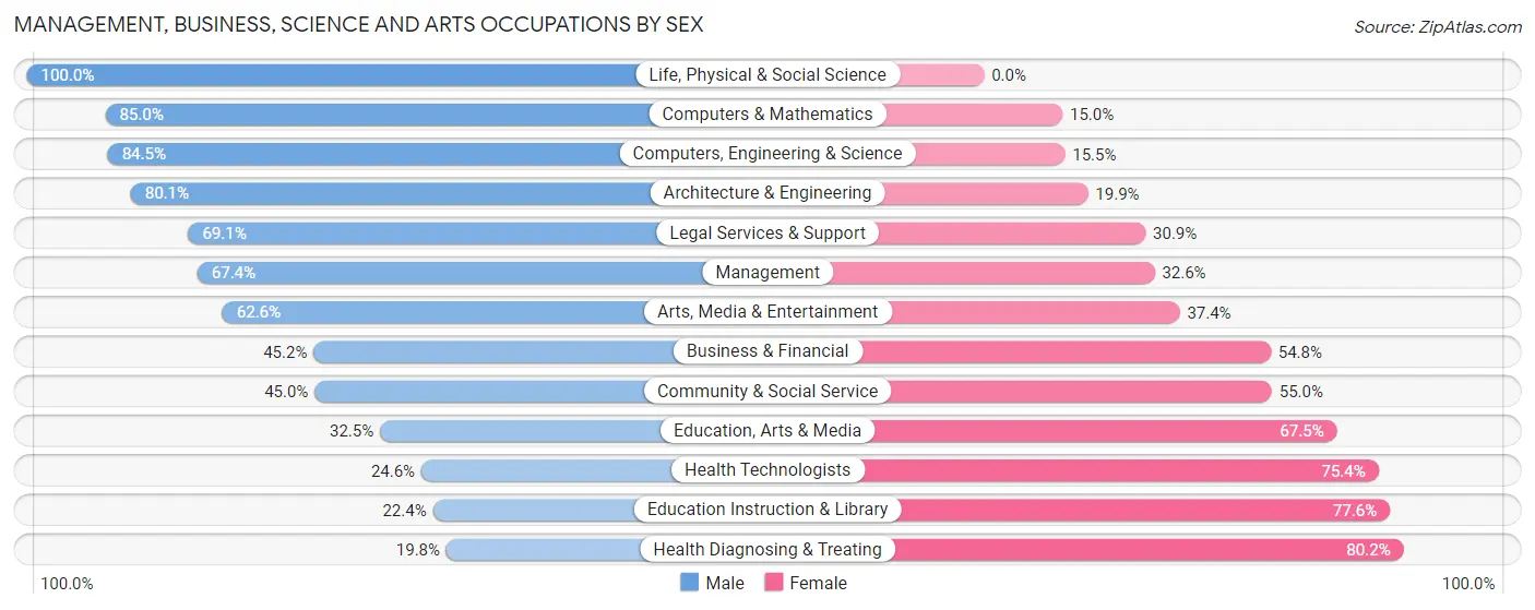 Management, Business, Science and Arts Occupations by Sex in Kirtland