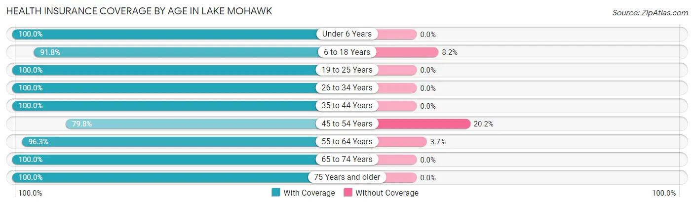 Health Insurance Coverage by Age in Lake Mohawk