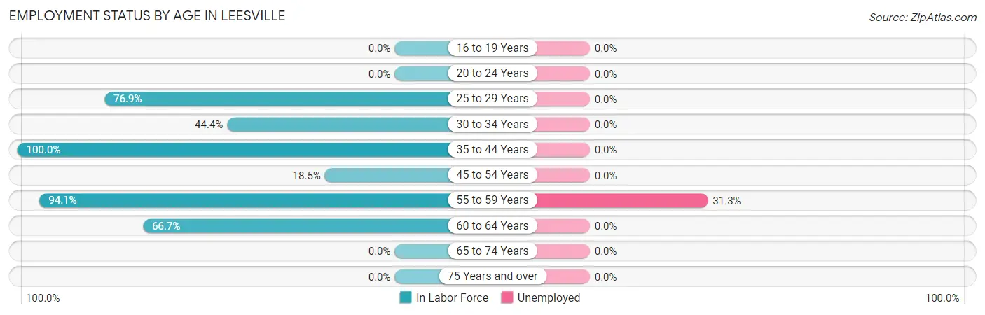 Employment Status by Age in Leesville