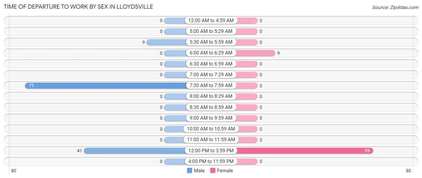Time of Departure to Work by Sex in Lloydsville
