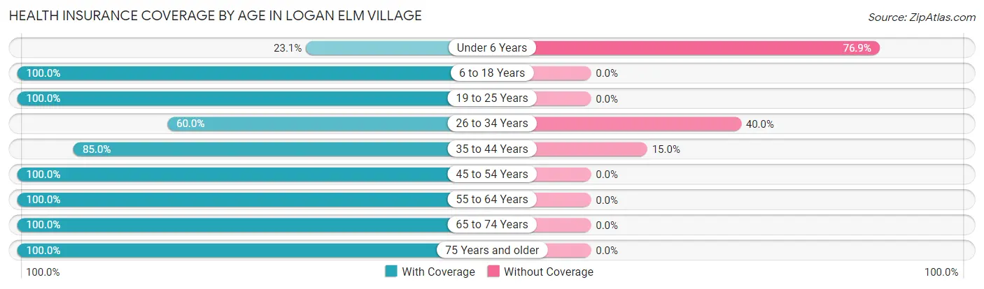 Health Insurance Coverage by Age in Logan Elm Village