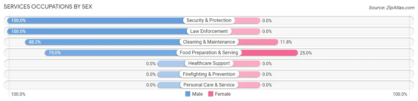 Services Occupations by Sex in Logan Elm Village
