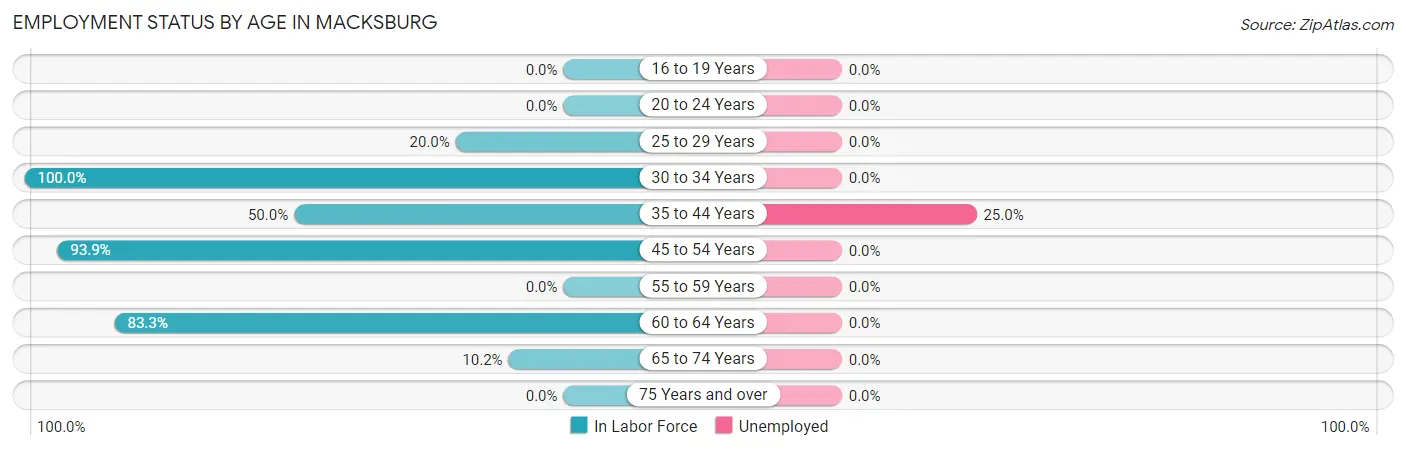 Employment Status by Age in Macksburg