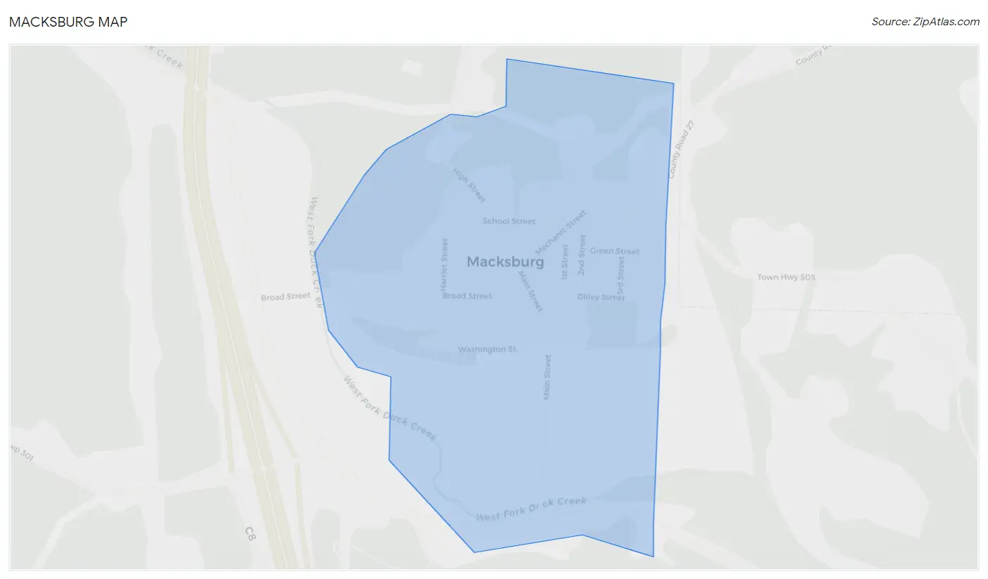 Macksburg Map