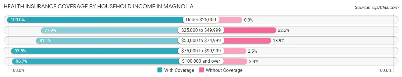 Health Insurance Coverage by Household Income in Magnolia