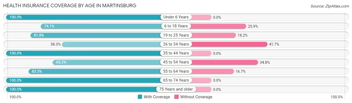 Health Insurance Coverage by Age in Martinsburg