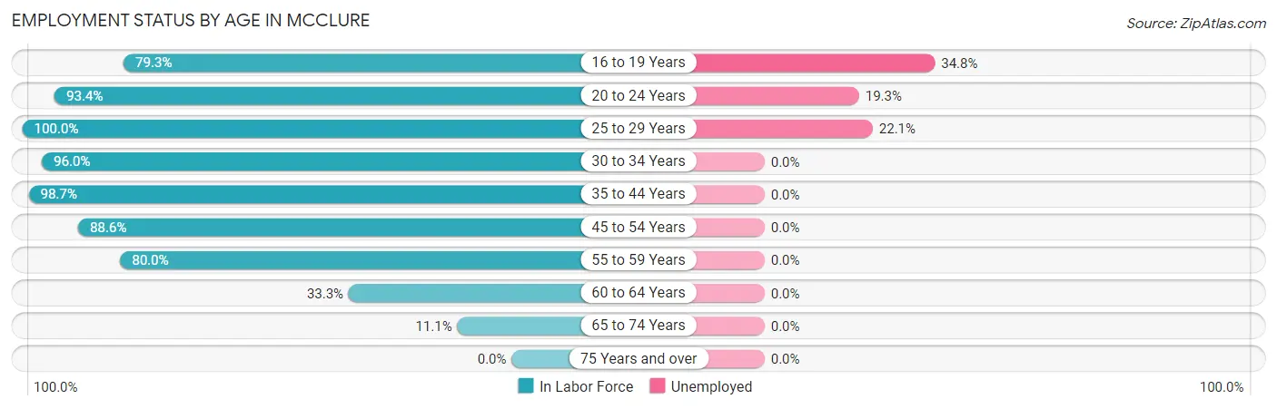 Employment Status by Age in McClure