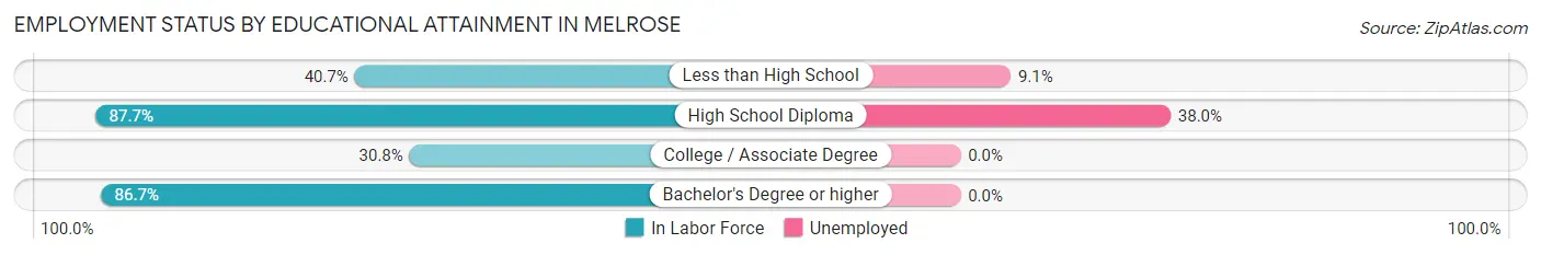 Employment Status by Educational Attainment in Melrose