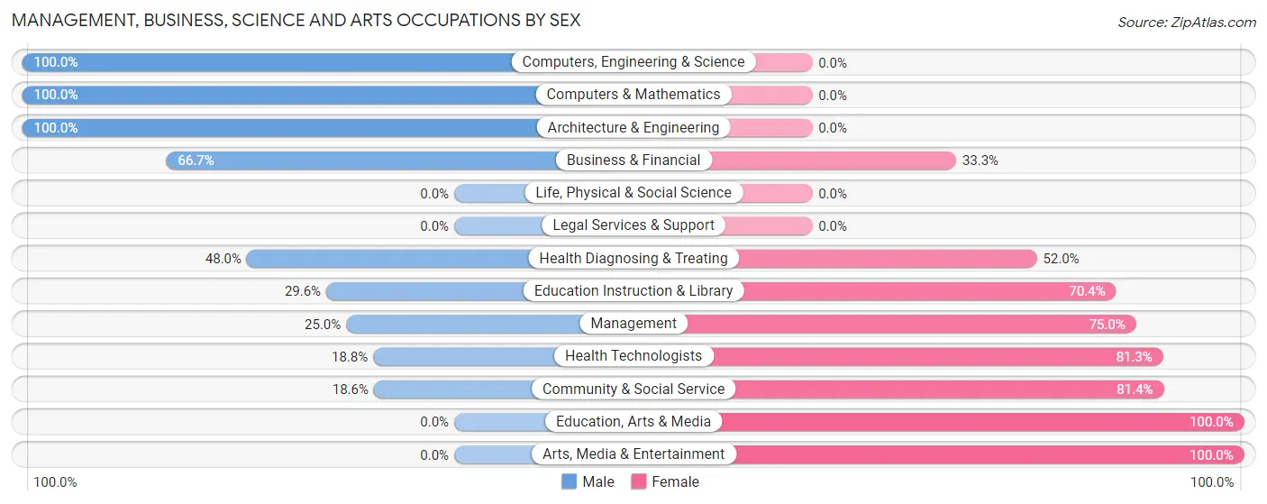 Management, Business, Science and Arts Occupations by Sex in Metamora