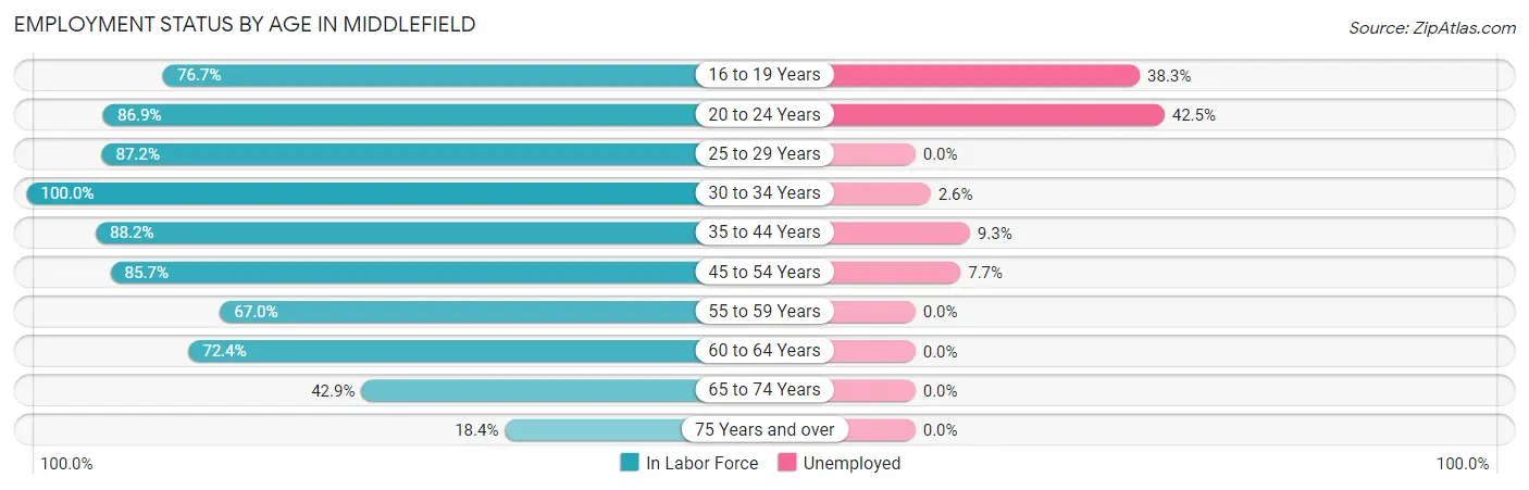 Employment Status by Age in Middlefield