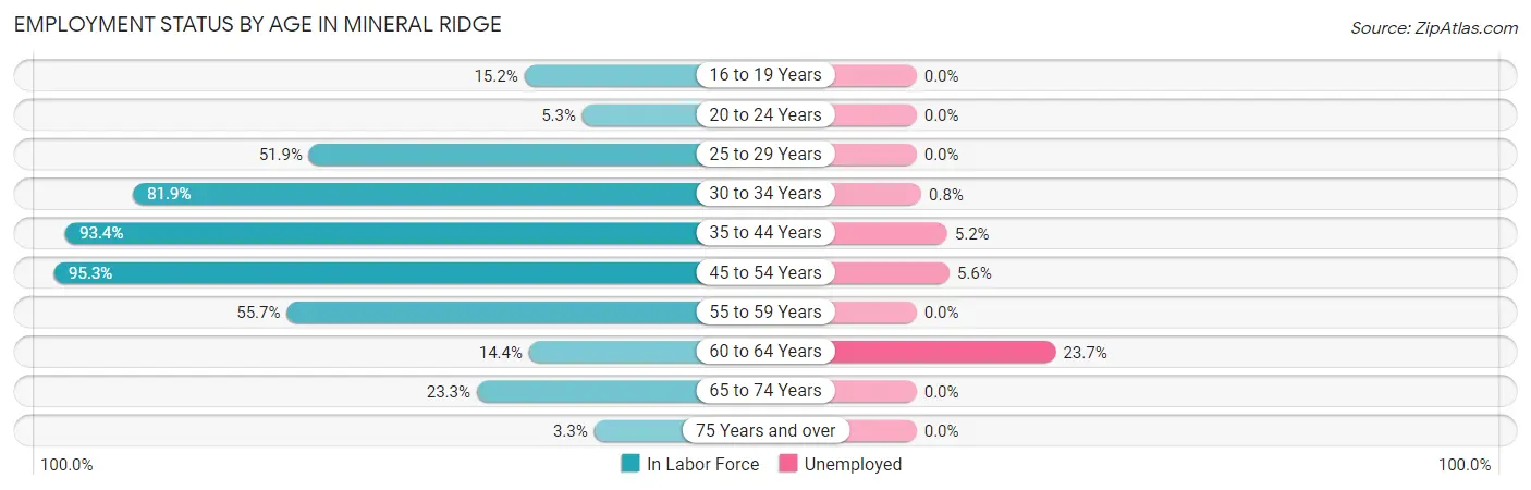 Employment Status by Age in Mineral Ridge