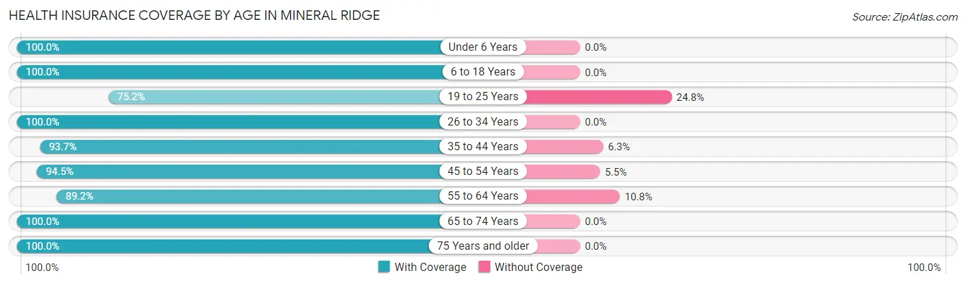 Health Insurance Coverage by Age in Mineral Ridge