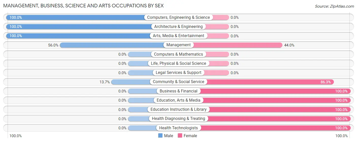 Management, Business, Science and Arts Occupations by Sex in Mineral Ridge