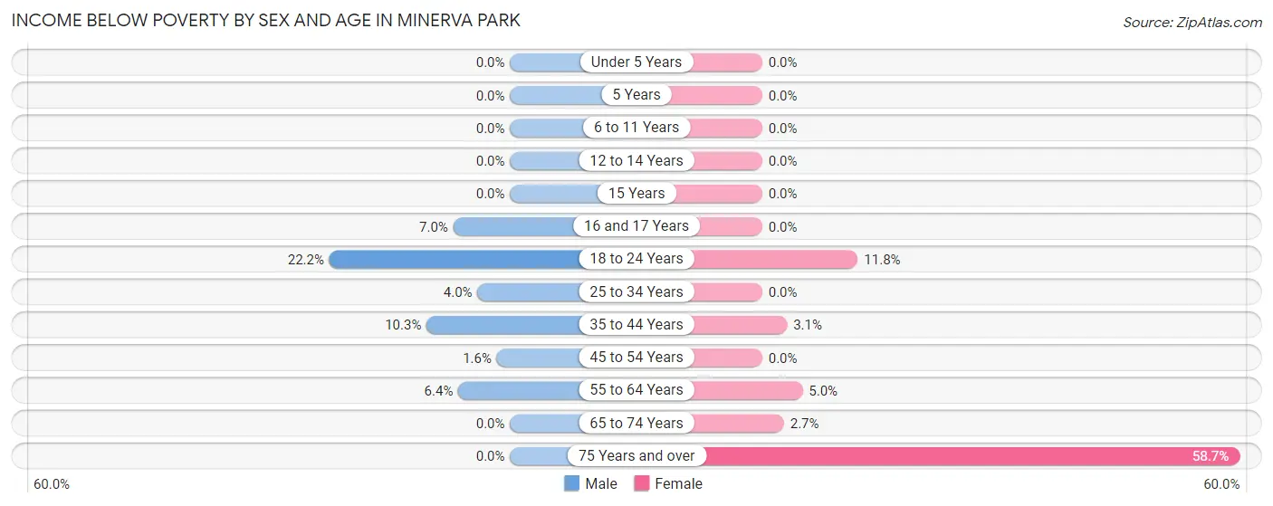 Income Below Poverty by Sex and Age in Minerva Park