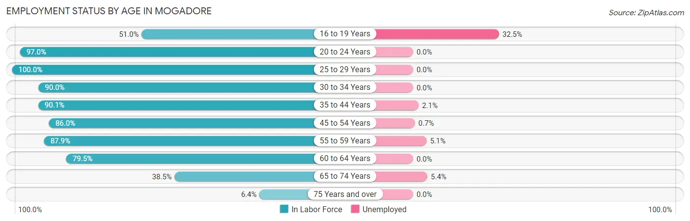 Employment Status by Age in Mogadore