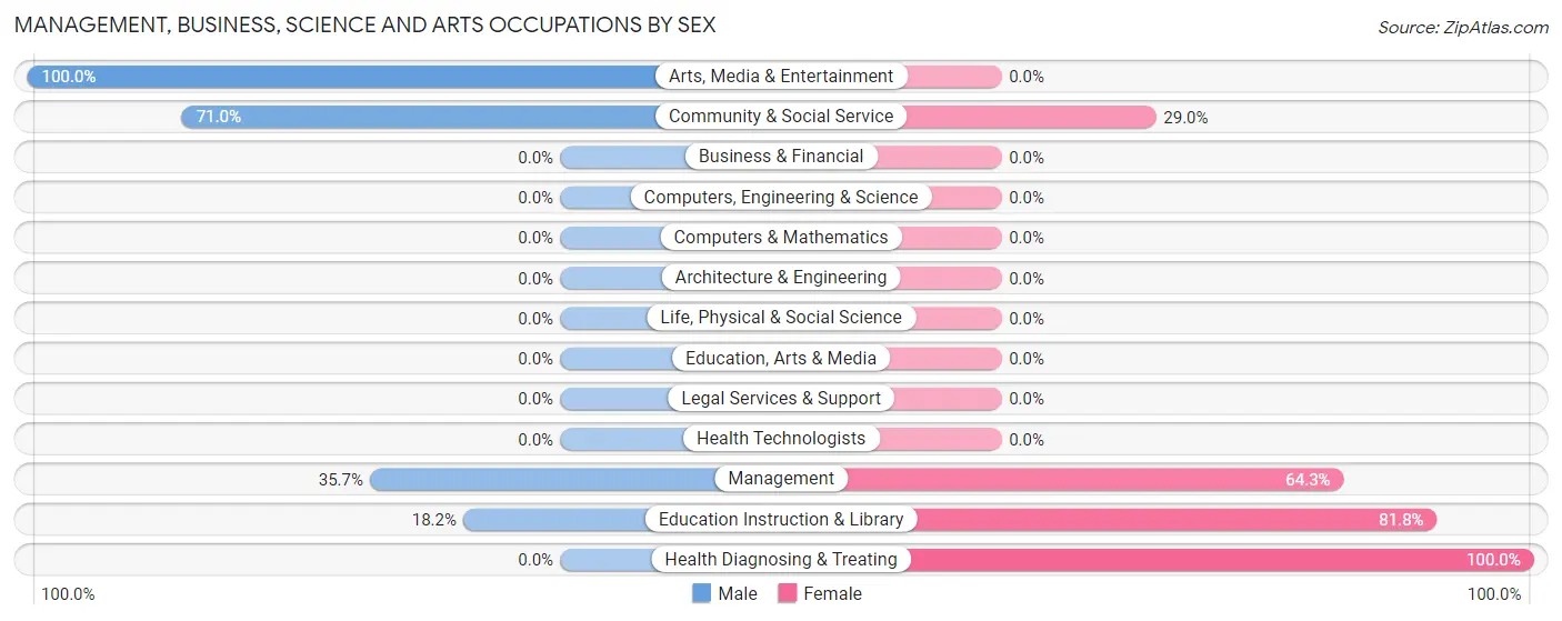 Management, Business, Science and Arts Occupations by Sex in Morgandale