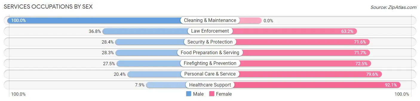 Services Occupations by Sex in Mount Healthy
