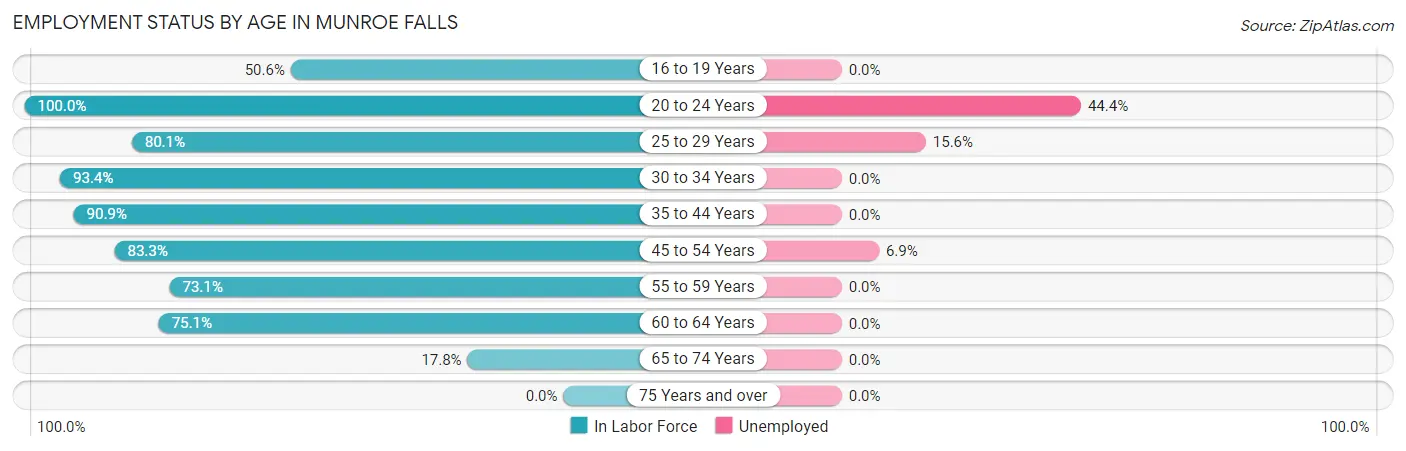 Employment Status by Age in Munroe Falls