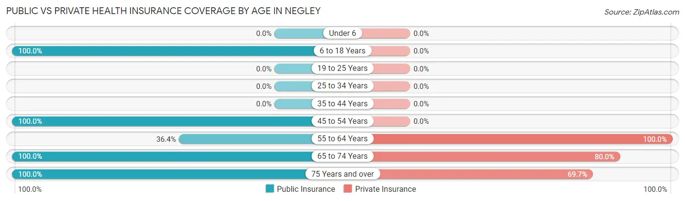 Public vs Private Health Insurance Coverage by Age in Negley