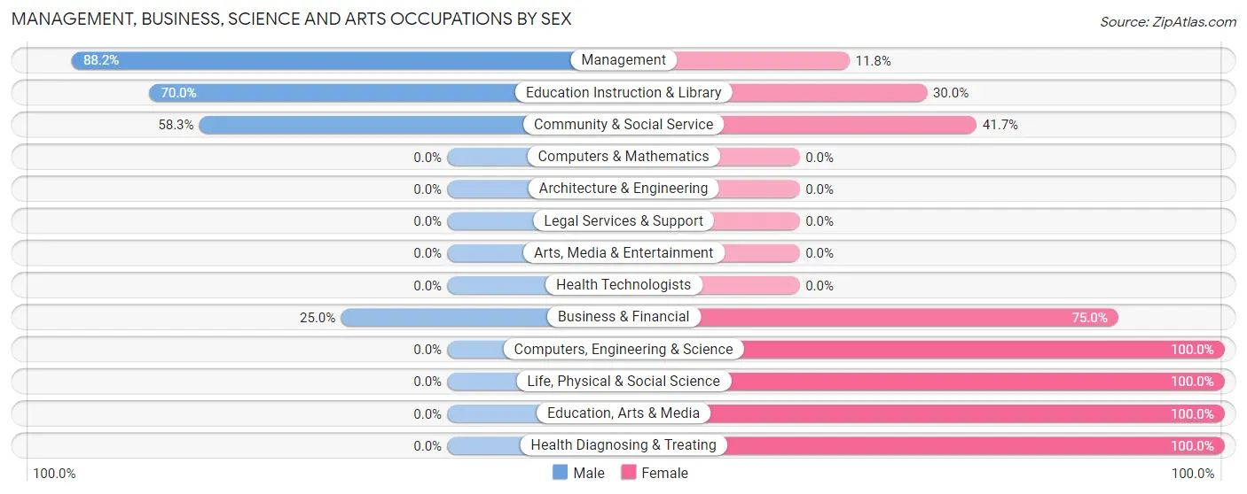 Management, Business, Science and Arts Occupations by Sex in Nellie