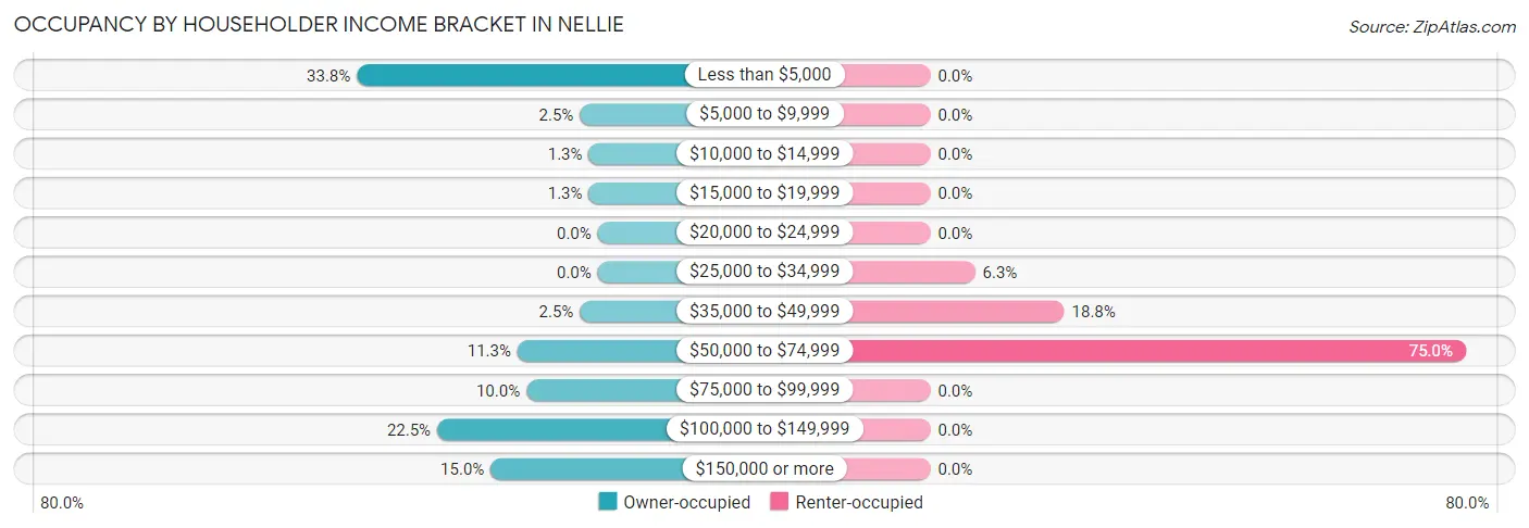 Occupancy by Householder Income Bracket in Nellie