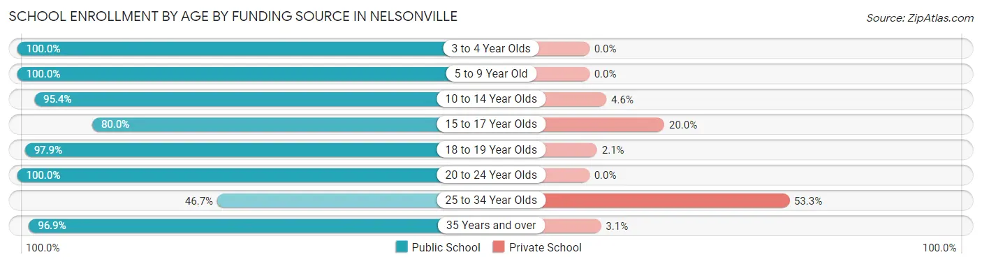 School Enrollment by Age by Funding Source in Nelsonville