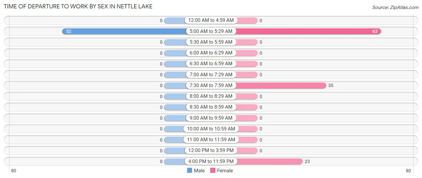 Time of Departure to Work by Sex in Nettle Lake