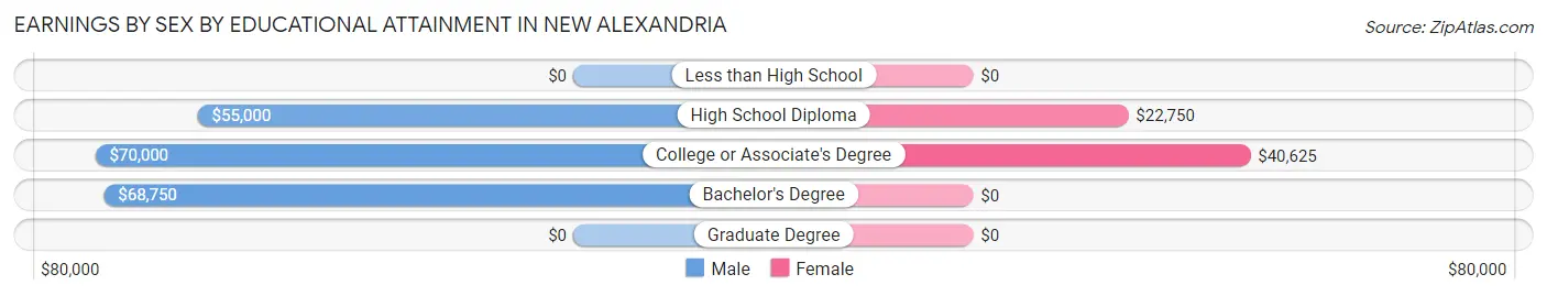 Earnings by Sex by Educational Attainment in New Alexandria