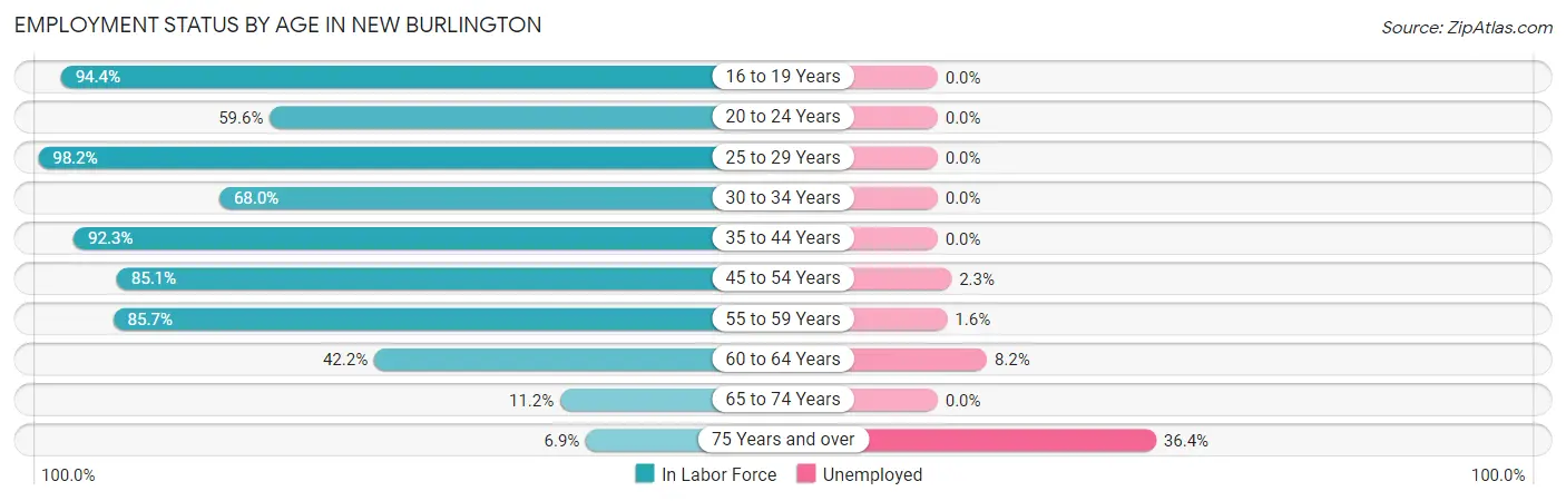 Employment Status by Age in New Burlington