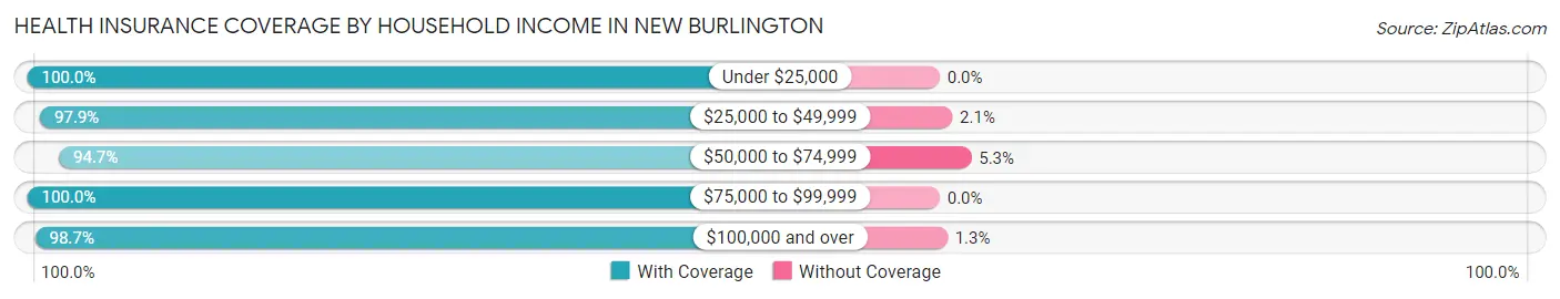 Health Insurance Coverage by Household Income in New Burlington