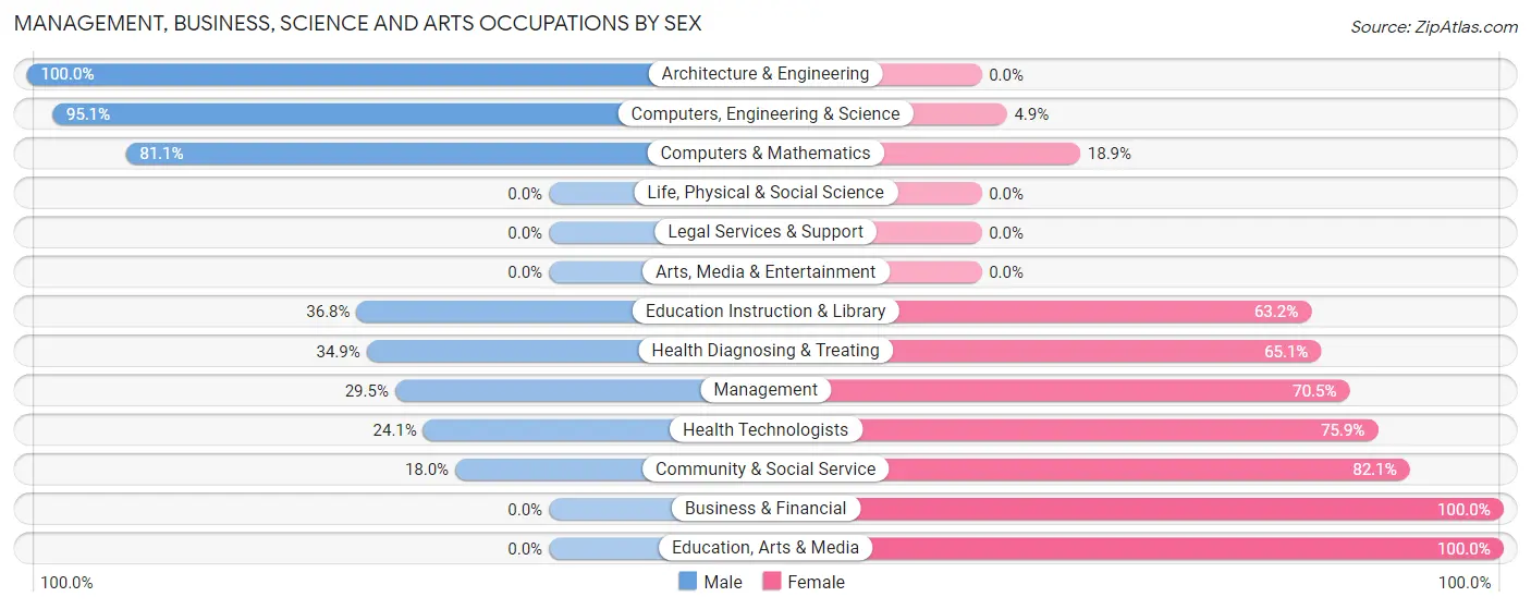 Management, Business, Science and Arts Occupations by Sex in New Burlington