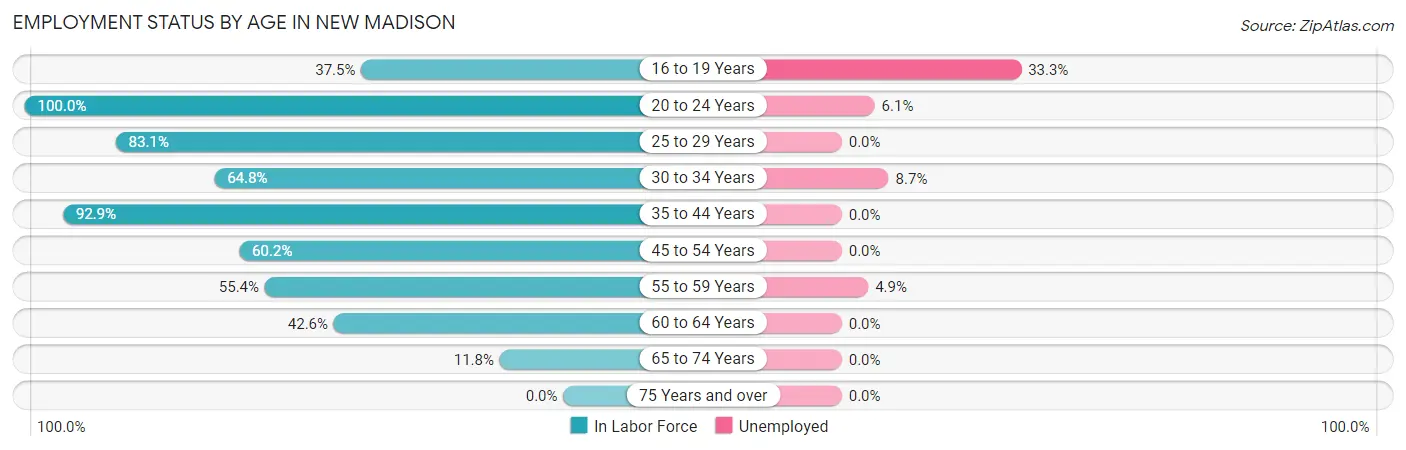 Employment Status by Age in New Madison
