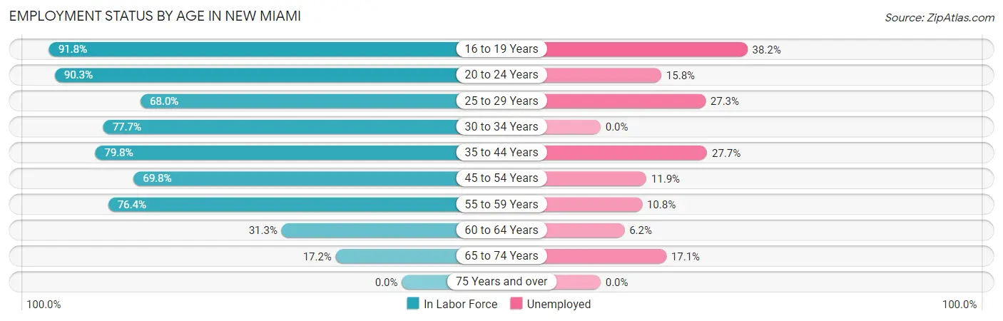 Employment Status by Age in New Miami